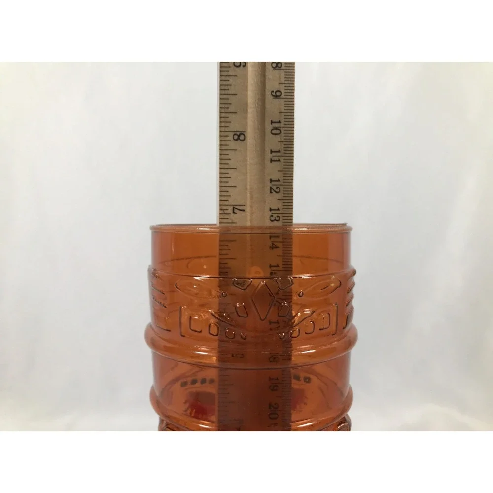 Berk Tiki Souvenir Tumbler Amber Plastic Cup with Bamboo Style Straw 22oz